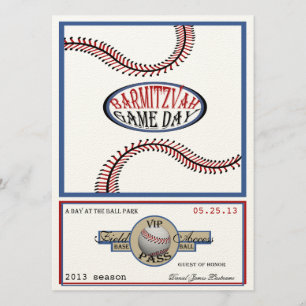 Baseball Vintage Retro 5,5 x 7,5 Pub Mitzvah Inbjudningar