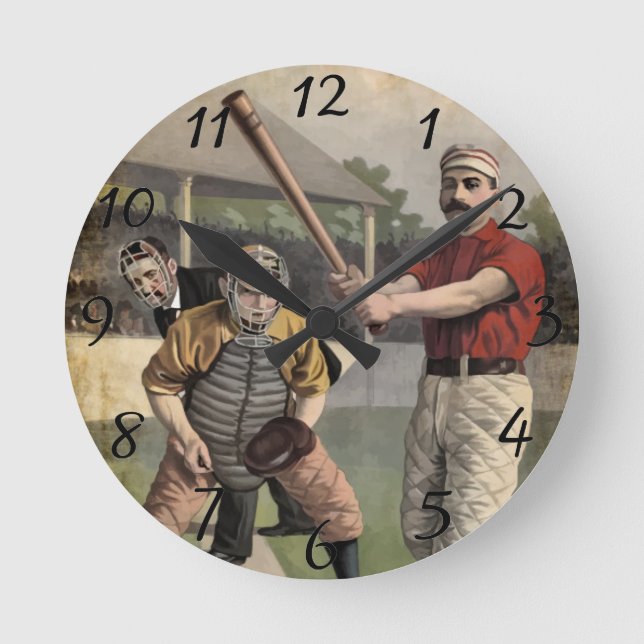Baseball:Vintage Rund Klocka (Framsida)