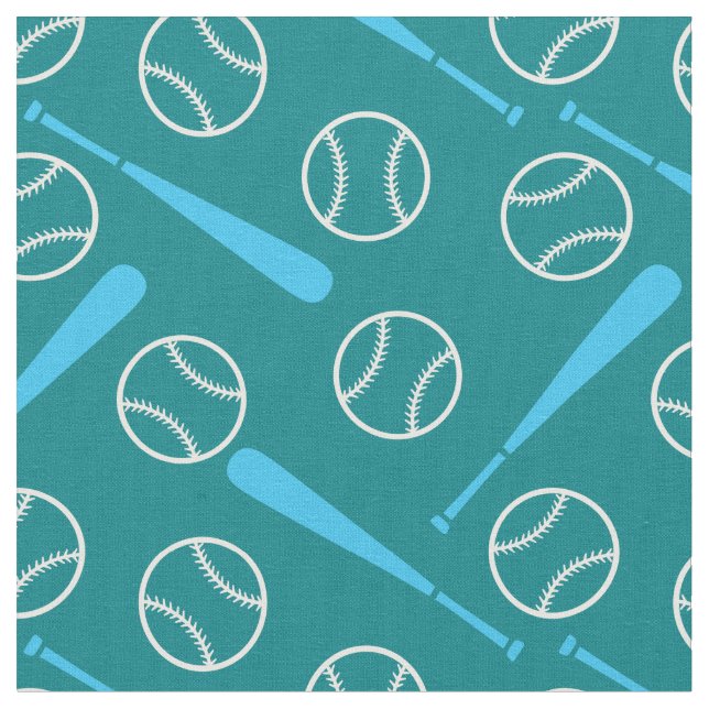Baseball - vit och blå på mörk grönt tyg (Närbild)