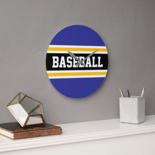 BASEBALL Vit Svart Orange Racingränder Stor Klocka