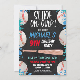 Baseball Waterdike Födelsedagsfest inbjudan