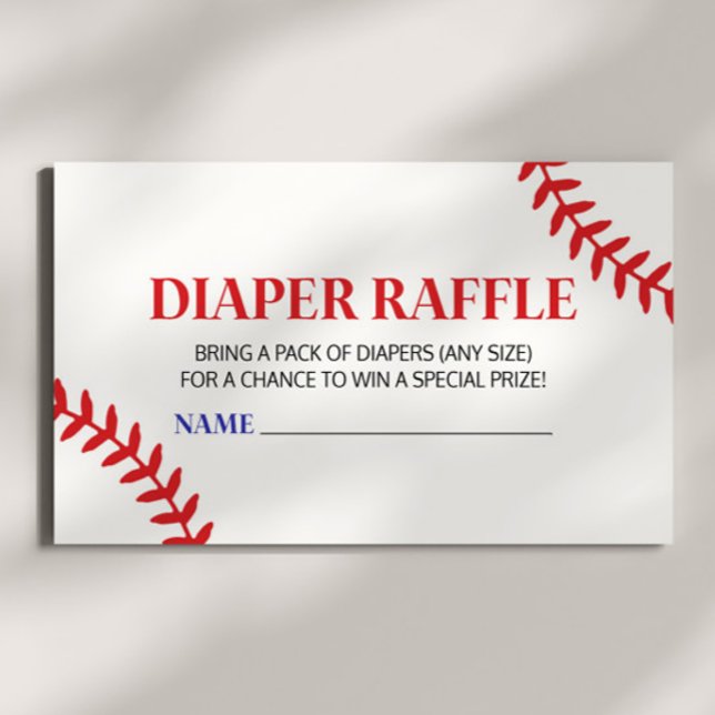 Baseball White Red Baby Shower Raffle Tilläggskort (Skapare uppladdad)