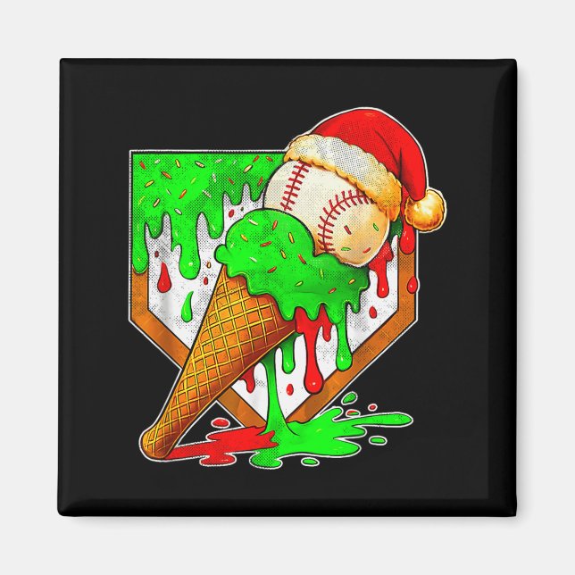 Baseball Xmas Christmas Baseball Ice Cream Drip Bo Magnet (Framsidan)