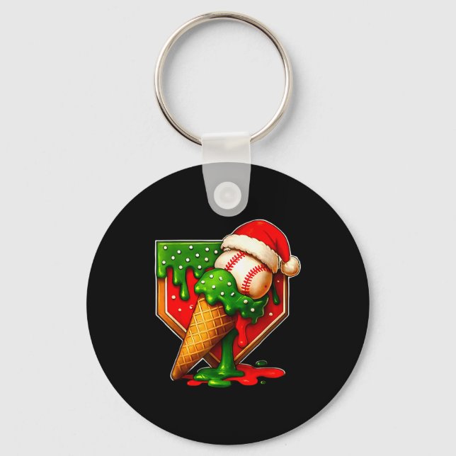 Baseball Xmas Christmas Baseball Ice Cream Drip Bo Nyckelring (Framsida)