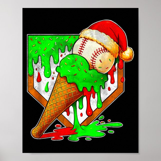 Baseball Xmas Christmas Baseball Ice Cream Drip Bo Poster (Framsidan)