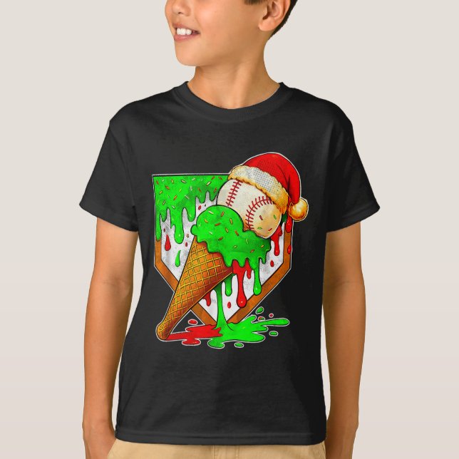 Baseball Xmas Christmas Baseball Ice Cream Drip Bo T Shirt (Framsida)