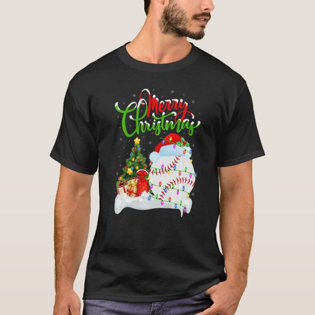 Baseball  Xmas Decorations Santa Baseball Christma T Shirt (Framsida)
