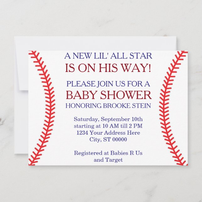 Baseballbaby showerinbjudan inbjudningar (Framsida)