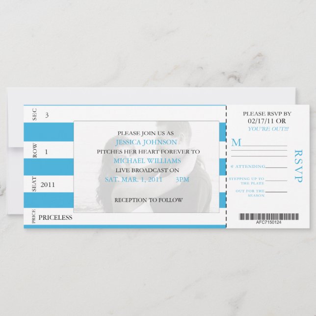 Baseballbiljett Inbjudningar (Framsida)