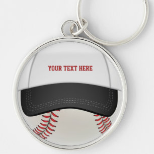 Baseballbollhatt Keychain Rund Silverfärgad Nyckelring