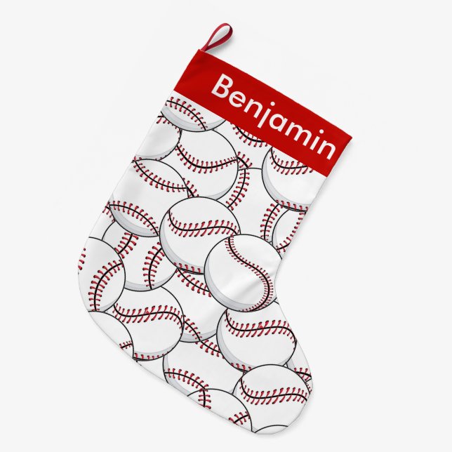 Baseballdesign - stor julklapp julstrumpa (Framsidan (Hängande))