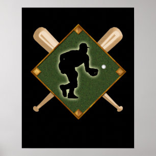 Baseballdiamant som sätter in 1 poster