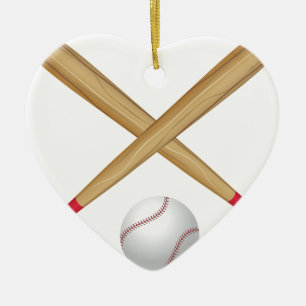 Baseballfladdermöss och boll julgransprydnad keramik