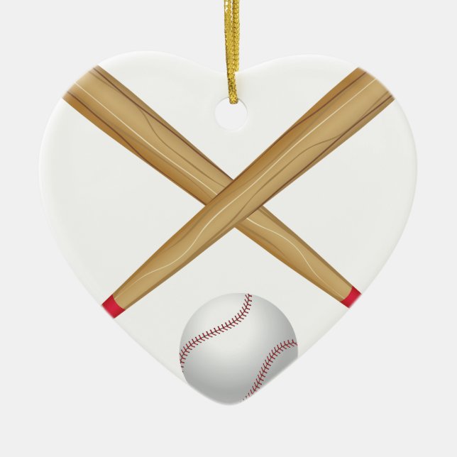 Baseballfladdermöss och boll julgransprydnad keramik (Framsidan)