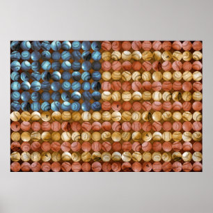 Baseballflaggakonst - firade Amerika förgångna t Poster