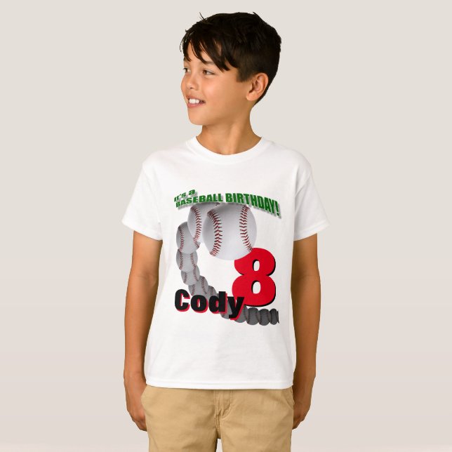 Baseballfödelsedag - beställnings- T-TRÖJA T-shirt (Hel framsida)