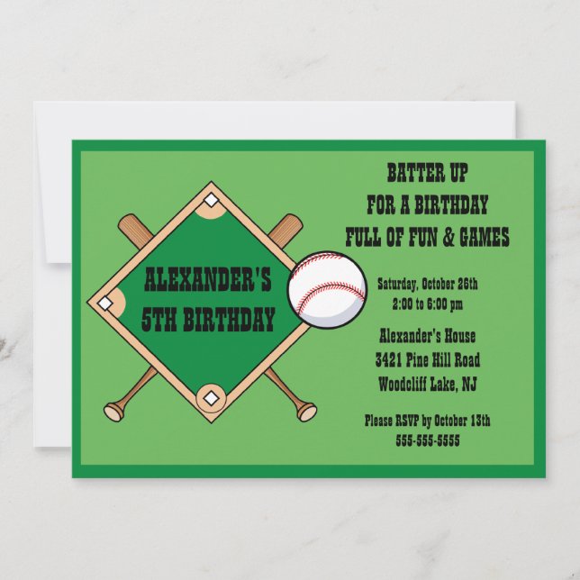 Baseballfödelsedaginbjudan Inbjudningar (Framsida)