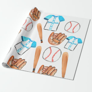 Baseballfödelsedagsfest som slår in papper presentpapper