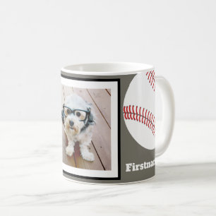 Baseballfotoet tillfogar ditt namn - kan redigera kaffemugg