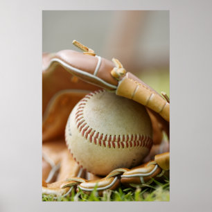 Baseballhandske och boll poster