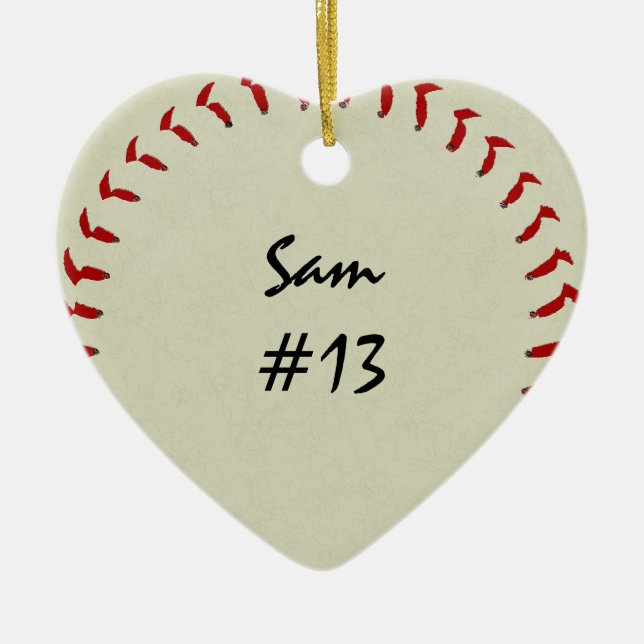Baseballhjärtaprydnad Julgransprydnad Keramik (Framsidan)