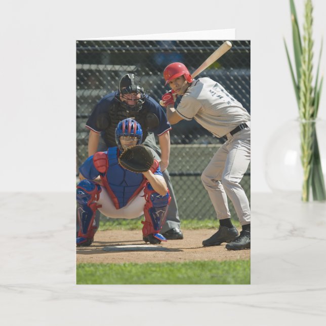 Baseballkanna, smet och domare i redo kort (Framsida)