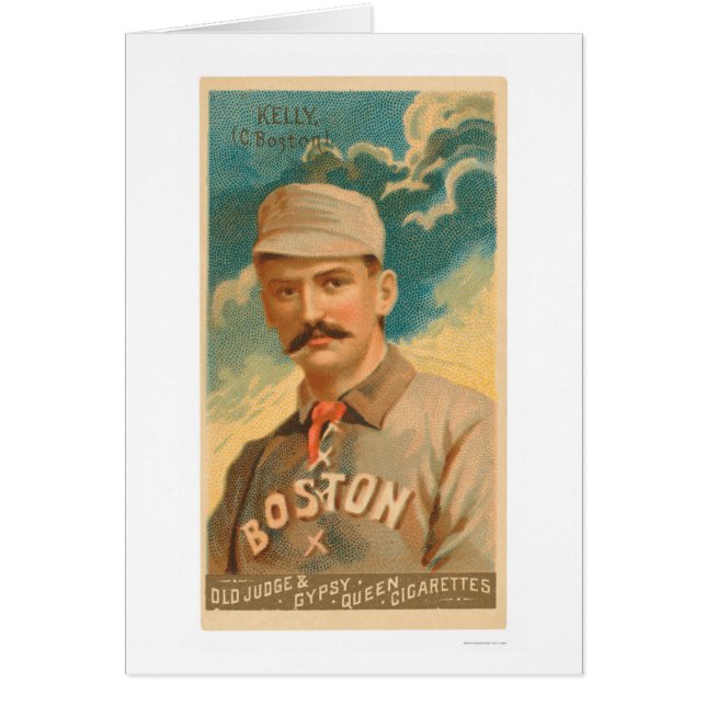 Baseballkort 1888 för kung Kelly Hälsningskort (Framsidan)