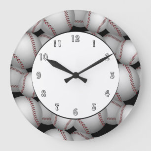 Baseballmönster Stor Klocka