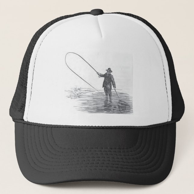 Baseballmössa för vintageflygfiskekonst truckerkeps (Framsida)