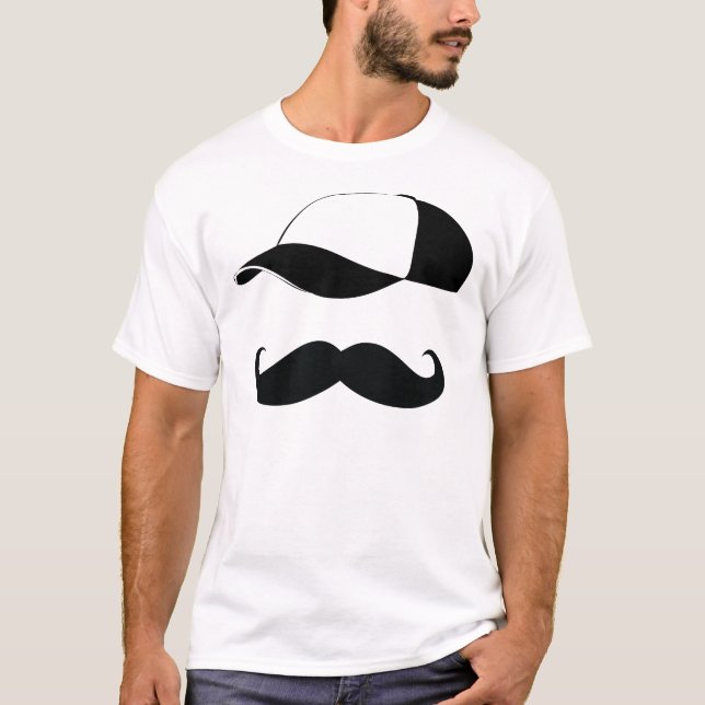 Baseballmössa och mustasch tee shirt (Framsida)