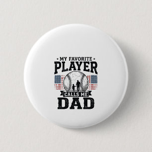 Baseballpappa Favoritspelare Vintage Vektordesign Knapp