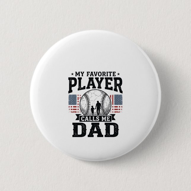 Baseballpappa Favoritspelare Vintage Vektordesign Knapp (Framsida)