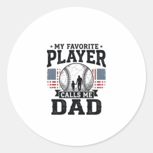 Baseballpappa Favoritspelare Vintage Vektordesign Runt Klistermärke