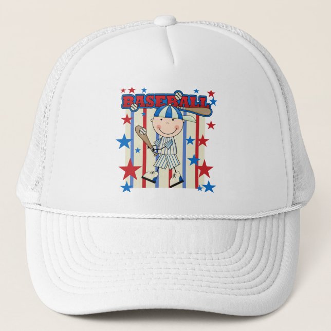 BASEBALLpojke upp på fladdermössT-tröja och gåvor Truckerkeps (Framsida)
