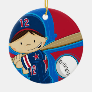Baseballpojkeprydnad Julgransprydnad Keramik