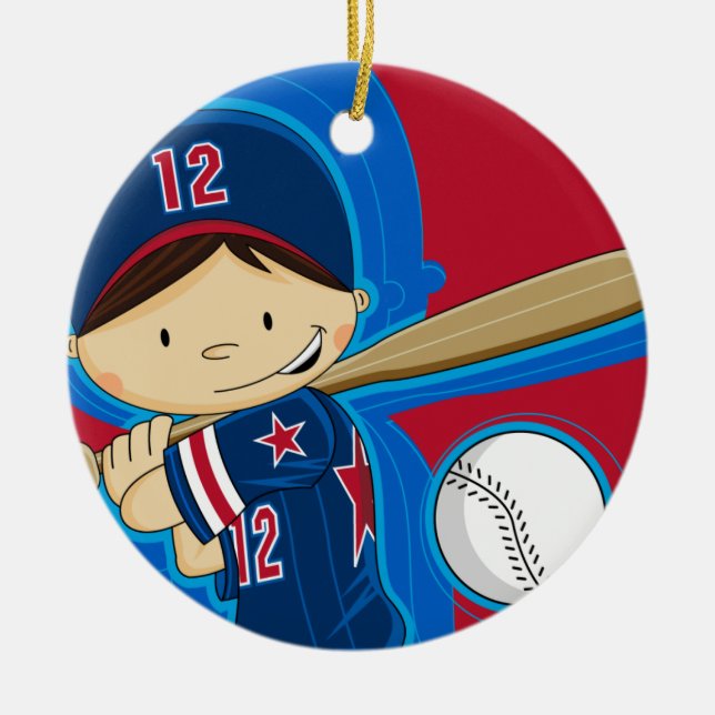 Baseballpojkeprydnad Julgransprydnad Keramik (Framsidan)