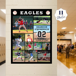 Baseboll 11 Fotokollage Spelarens Namn Nummer Poster