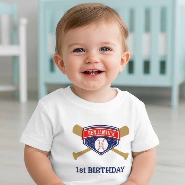 Baseboll 1:a födelsedagsfest t shirt (Skapare uppladdad)