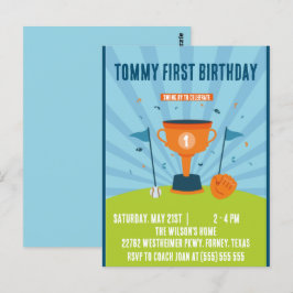 Baseboll 1-års födelsedag Sporttema Vykort