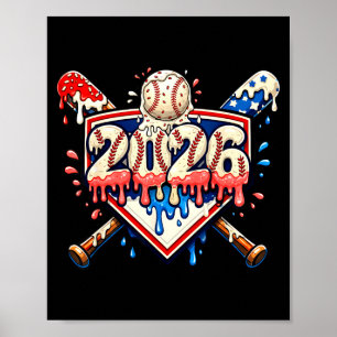 Baseboll 2026 Glassklickande Fläderträn för Pojkar Poster