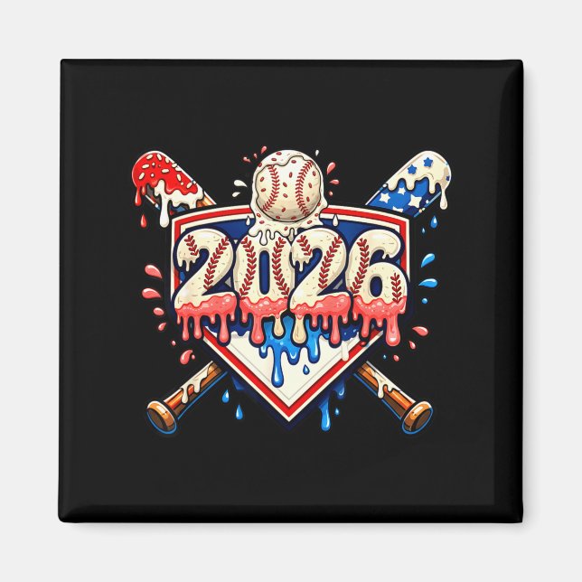Baseboll 2026 Glasskyl Bats För Pojkar Födelsedag Magnet (Framsidan)