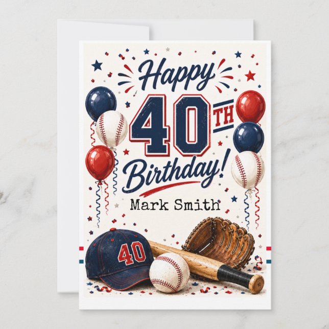 Baseboll 40-årsfest  inbjudningar (Framsida)
