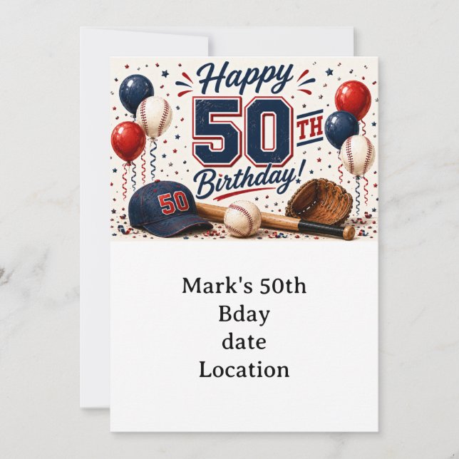 Baseboll 50-årsdag  inbjudningar (Framsida)