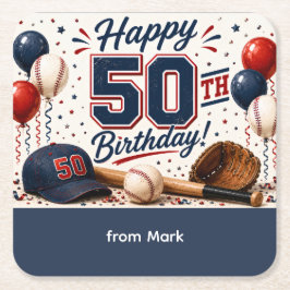 Baseboll 50-årsdag Tack  Underlägg Papper Kvadrat
