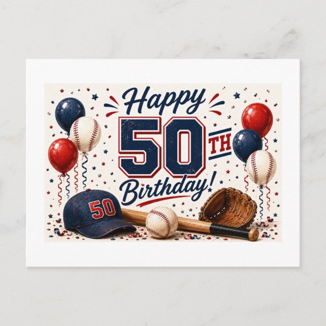 Baseboll 50-årsdag  vykort (Framsida)