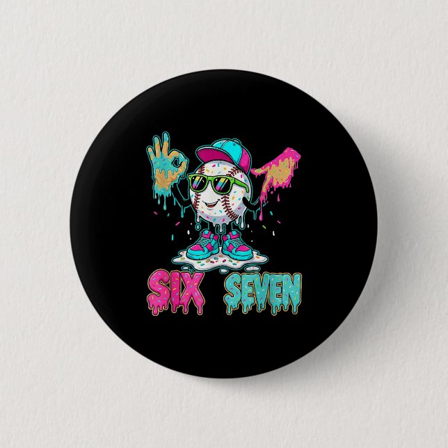 Baseboll 67 Drip Six Seven Handtecken Glass Meme Knapp (Framsida)
