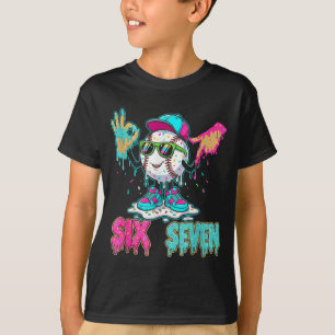 Baseboll 67 Drip Six Seven Handtecken Glass Meme T Shirt