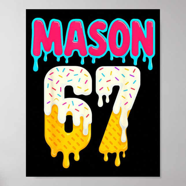 Baseboll 6 7 Glass Strömmar Nummer 67 Rolig Six Se Poster (Framsidan)