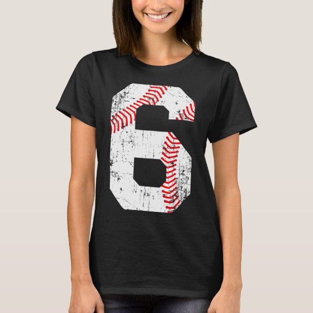Baseboll 6 Tröja Nummer T Shirt  (Framsida)