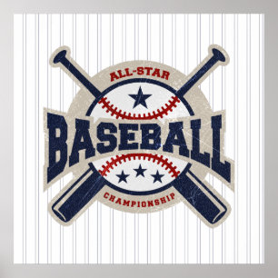 Baseboll All Star Team Sport Födelsedagsfest Banne Poster